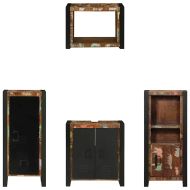 Комплект мебели за баня 4 pcs Кафяво Солидно възстановено дърво