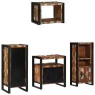 Комплект мебели за баня 4 pcs Кафяво Солидно възстановено дърво