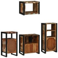 Комплект мебели за баня 4 pcs Кафяво Солидно възстановено дърво