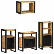 Комплект мебели за баня 4 pcs Кафяво Солидно мангово дърво