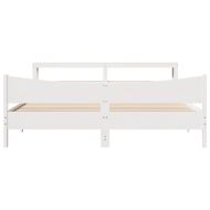 Рамка за легло с табла, бяла, 180x200 см, борово дърво масив