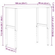 Работна маса 100x60x(71,5-98) cm Дъб от масивна дървесина