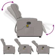 Изправящ масажен реклайнер стол, облачно сив, текстил