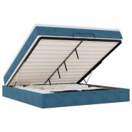 Османска легло с матрак, тъмносиньо, 180x200 см, кадифе