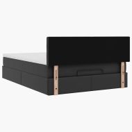 Османска легло с матрак, черно, 140x200 см, изкуствена кожа