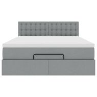 Османско легло с матрак Светло сиво 140x190 cm Плат