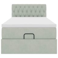 Османска легло с матрак, светлосиво, 100x200 см, кадифе