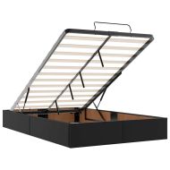 Османска легло с матраци&LED, черно, 120x190см, изкуствена кожа