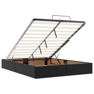 Османска легло с матраци&LED, черно, 140x200см, изкуствена кожа