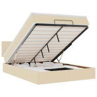 Османска легло с матрак и LED, кремаво, 140x200 см, плат