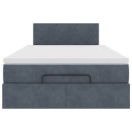 Османска легло с матрак и LED, тъмносиво, 120x190 см, кадифе