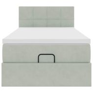 Османска легло с матрак и LED, светлосиво, 80x200 см, кадифе