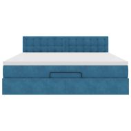 Османска легло с матрак и LED, тъмносиньо, 180x200 см, кадифе