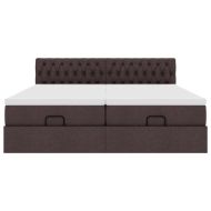 Османска легло с матрак и LED, тъмнокафяво, 200x200 см, плат