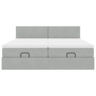 Османска легло с матраци и LED, светлосиво, 160x200 см, кадифе