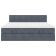 Османска легло с матраци и LED, тъмносиво, 160x200 см, кадифе