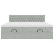 Османска легло с матраци и LED, светлосиво, 160x200 см, кадифе