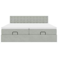 Османска легло с матраци и LED, светлосиво, 160x200 см, кадифе