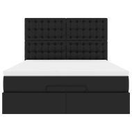 Османска легло с матрак, черно, 140x200 см, изкуствена кожа