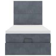 Османска легло с матраци, тъмносиво, 80x200 см, кадифе