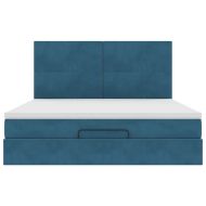 Османска легло с матраци, тъмносиньо, 180x200 см, кадифе