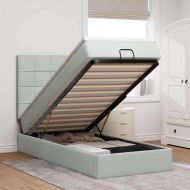 Османска легло с матраци, светлосиво, 100x200 см, кадифе