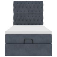 Османска легло с матраци, тъмносиво, 80x200 см, кадифе