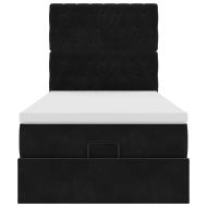 Османска легло с матраци, черно, 90x200 см, кадифе