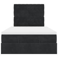 Османска легло с матраци, черно, 120x200 см, кадифе