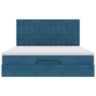 Османска легло с матраци, тъмносиньо, 180x200 см, кадифе