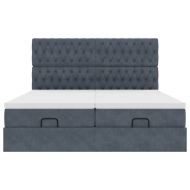 Османска легло с матраци, тъмносиво, 160x200 см, кадифе