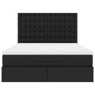 Османска легло с матрак&LED, черно, 140x190 см, изкуствена кожа