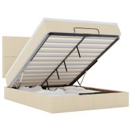 Османска легло с матрак и LED, кремаво, 140x200 см, плат