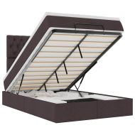 Османска легло с матрак и LED, тъмнокафяво, 120x200 см, плат