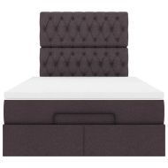 Османска легло с матрак и LED, тъмнокафяво, 120x200 см, плат