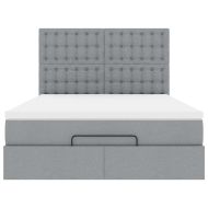 Османско легло с матрак & Светодиоди Светло сиво 140x190cm Плат