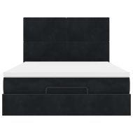 Османска легло с матраци и LED, черно, 140x190 см, кадифе