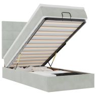 Османска легло с матраци и LED, светлосиво, 100x200 см, кадифе