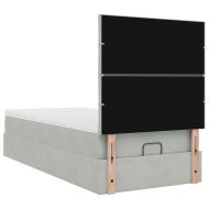 Османска легло с матраци и LED, светлосиво, 100x200 см, кадифе