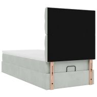 Османска легло с матраци и LED, светлосиво, 100x200 см, кадифе