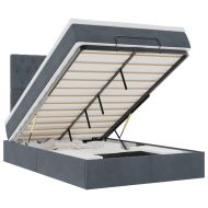 Османска легло с матраци и LED, тъмносиво, 120x190 см, кадифе