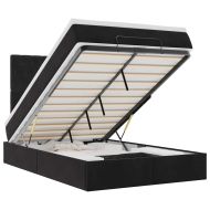 Османска легло с матраци и LED, черно, 120x200 см, кадифе