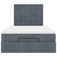 Османска легло с матраци и LED, тъмносиво, 120x190 см, кадифе