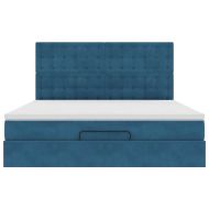 Османска легло с матраци и LED, тъмносиньо, 180x200 см, кадифе