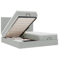 Османска легло с матраци и LED, светлосиво, 160x200 см, кадифе