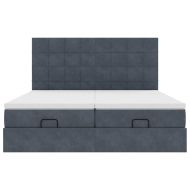 Османска легло с матраци и LED, тъмносиво, 160x200 см, кадифе