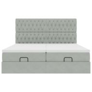 Османска легло с матраци и LED, светлосиво, 160x200 см, кадифе