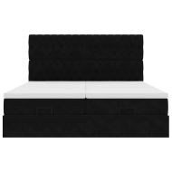 Османска легло с матраци и LED, черно, 160x200 см, кадифе