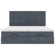 Османска легло с матраци и LED, тъмносиво, 160x200 см, кадифе