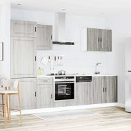Комплект кухненски шкафове, 7 части, "Porto", сив, инженерно дърво сонома